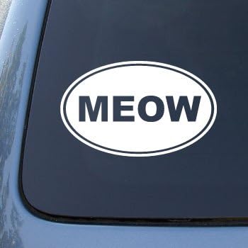 מיאו - חתול - מדבקה מדבקות מכוניות ויניל 1538 | צבע ויניל: לבן